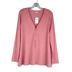 J.Jill Womens V-Neck Cardigan Sweater Tearose Pink Wool Blend Size L NEW